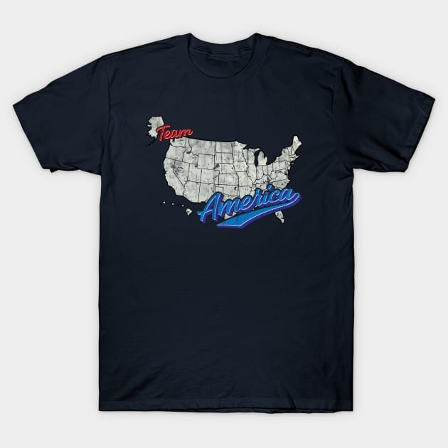 Team America lettering over USA map T-Shirt by Finji